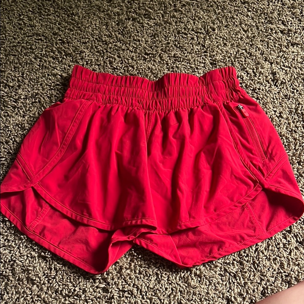 Dark red lulu track that low rise shorts
